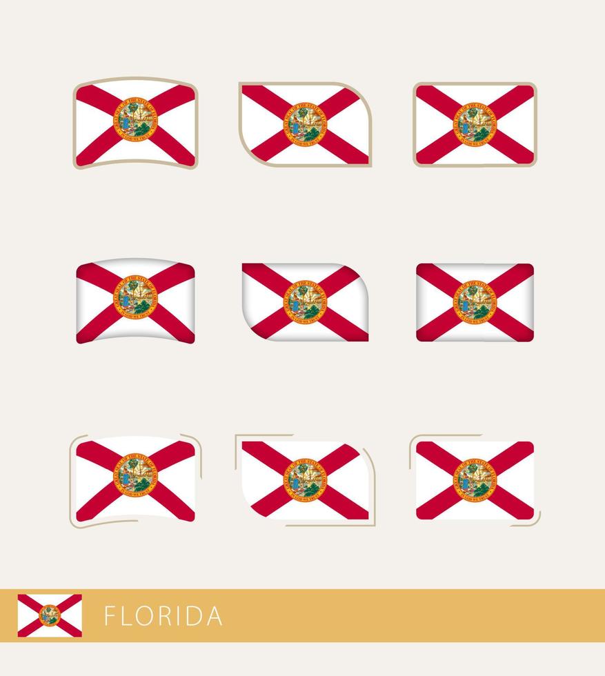 drapeaux vectoriels de floride, collection de drapeaux de floride. vecteur