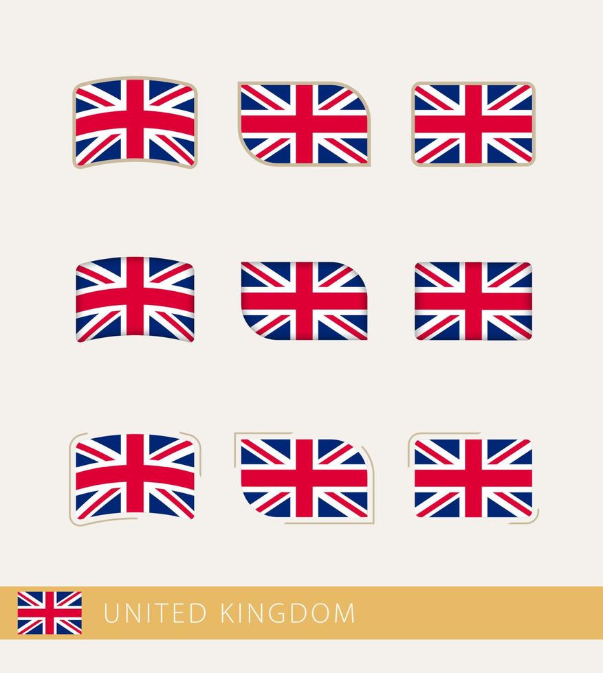 drapeaux vectoriels du royaume-uni, collection de drapeaux du royaume-uni. vecteur