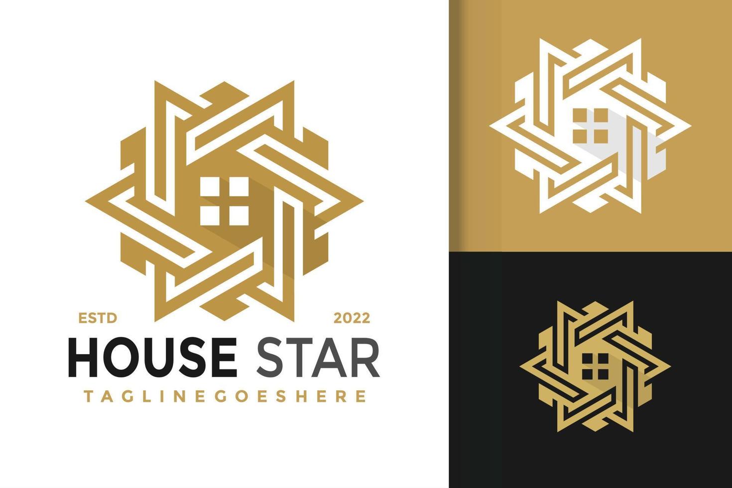 création de logo étoile de maison de luxe, vecteur de logos d'identité de marque, logo moderne, modèle d'illustration vectorielle de conceptions de logo