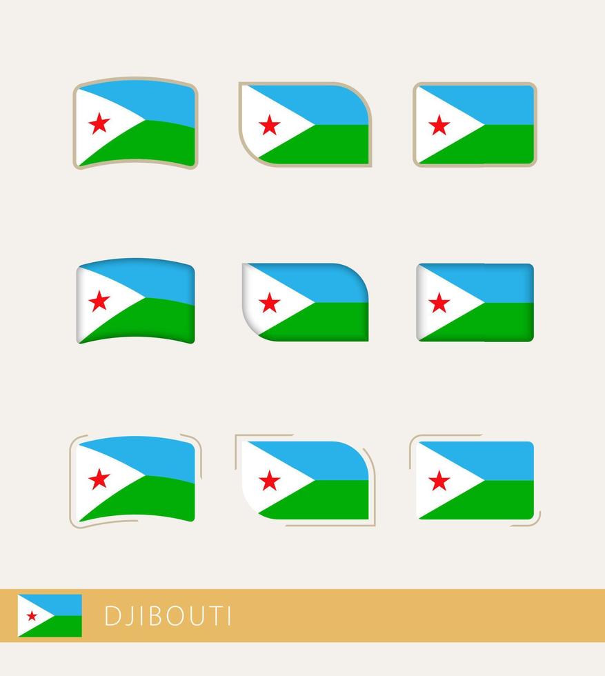 drapeaux vectoriels de djibouti, collection de drapeaux de djibouti. vecteur