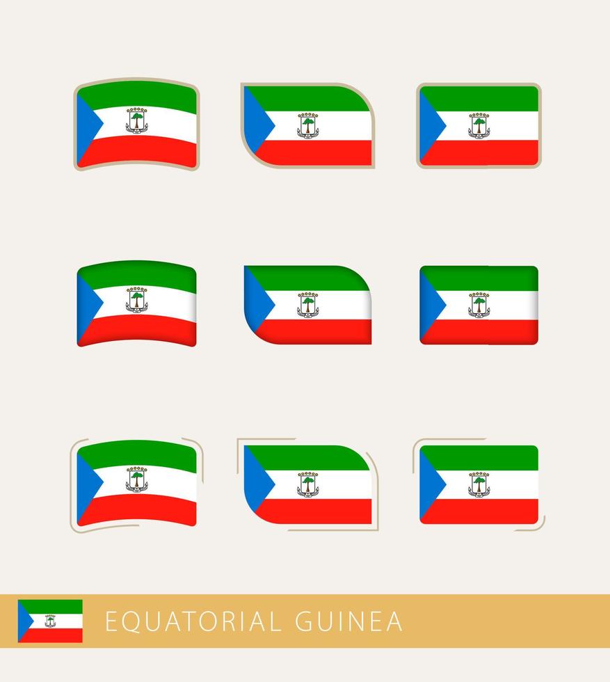 drapeaux vectoriels de guinée équatoriale, collection de drapeaux de guinée équatoriale. vecteur