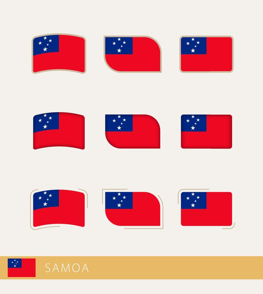 drapeaux vectoriels de samoa, collection de drapeaux de samoa. vecteur