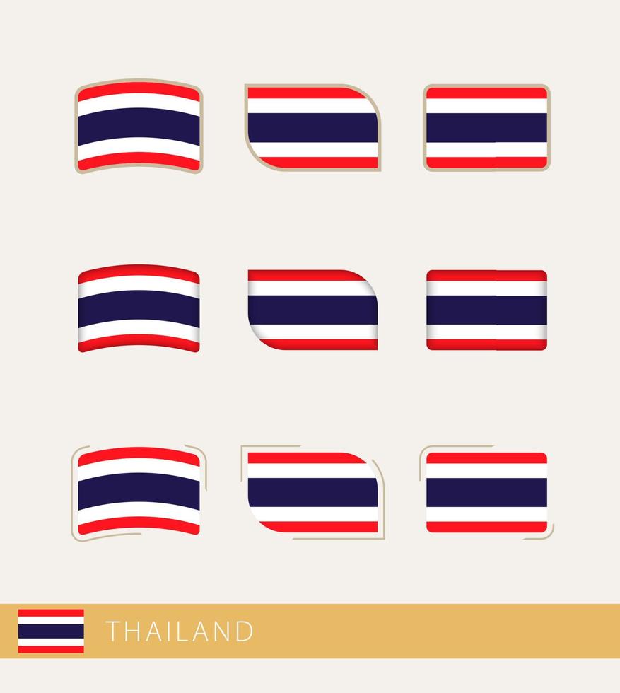 drapeaux vectoriels de thaïlande, collection de drapeaux de thaïlande. vecteur