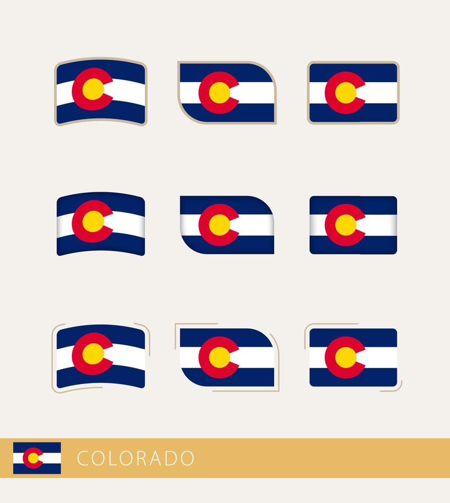 drapeaux vectoriels du colorado, collection de drapeaux du colorado. vecteur