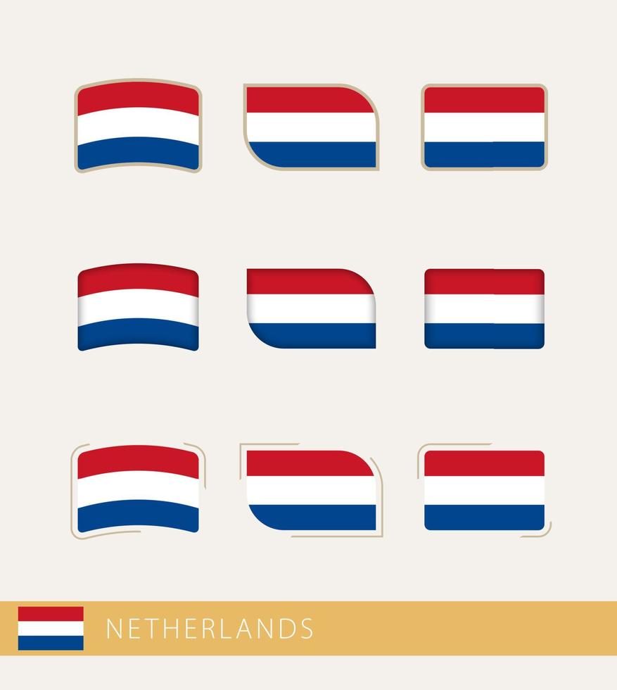 drapeaux vectoriels des pays-bas, collection de drapeaux des pays-bas. vecteur