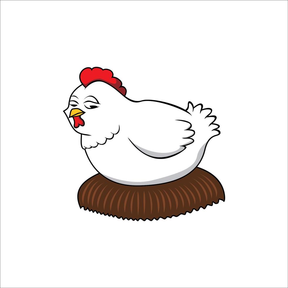 poule dans son nid d'oeufs. signe et symbole de poulet. illustration vectorielle de bétail logo. vecteur