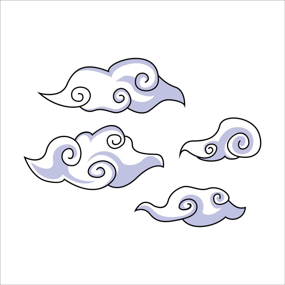 ensemble de nuage de style japonais. illustration vectorielle décorative élément asiatique vecteur
