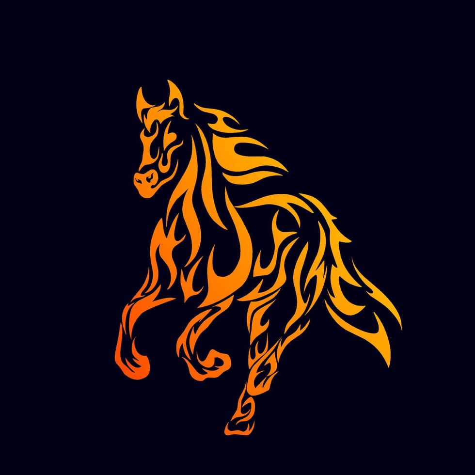 illustration vectorielle graphique de tatouage tribal art cheval de feu vecteur