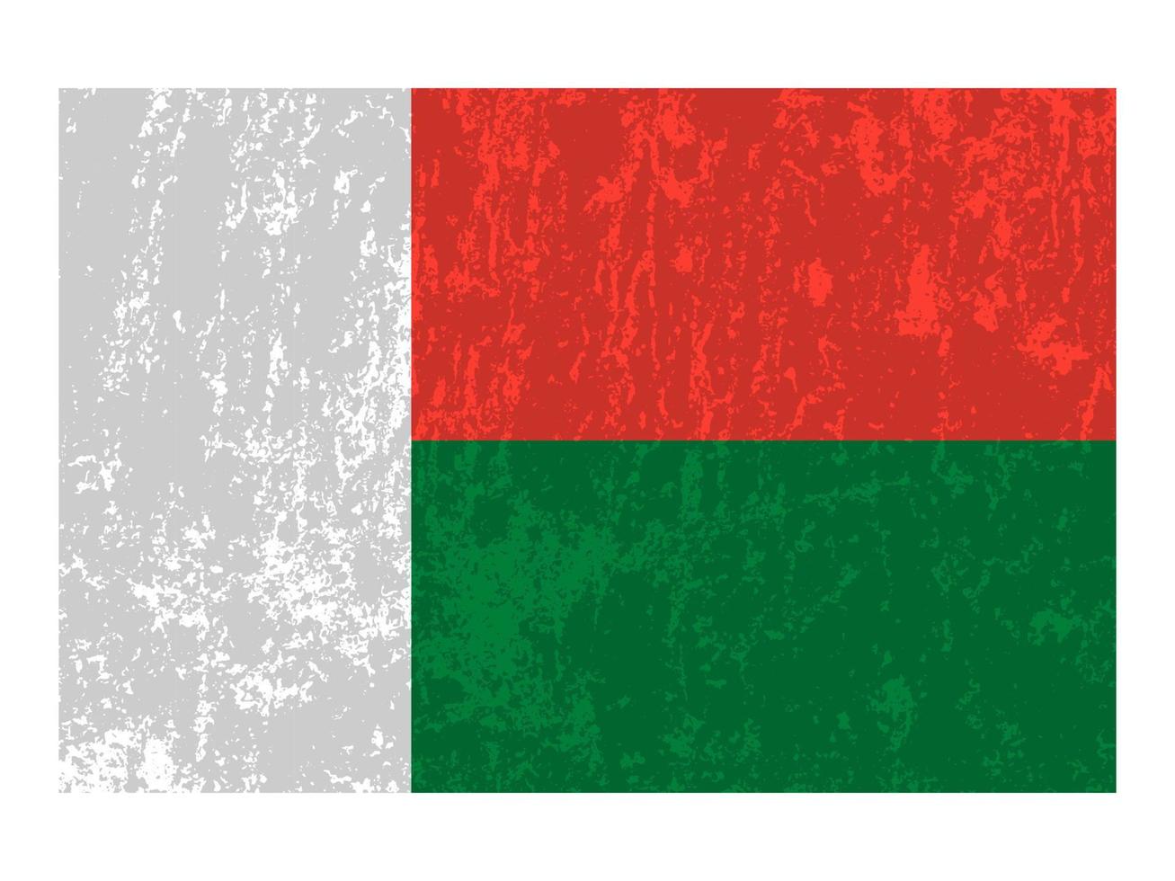 drapeau grunge madagascar, couleurs officielles et proportion. illustration vectorielle. vecteur