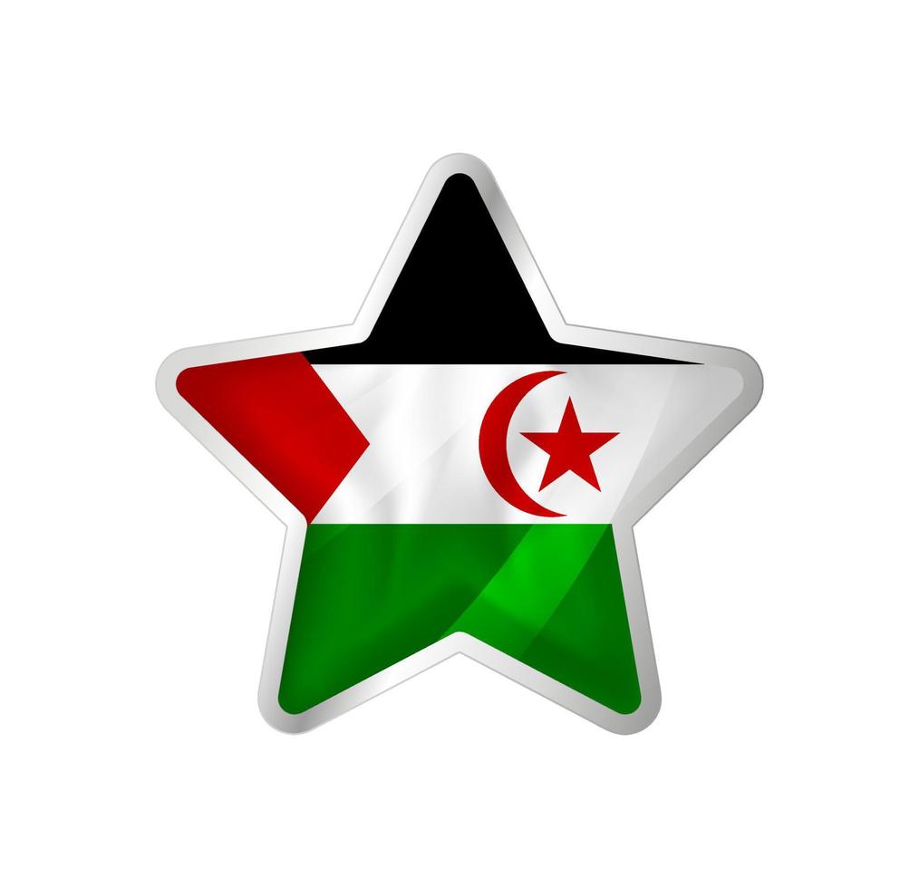 drapeau du sahara occidental en étoile. bouton étoile et modèle de drapeau. édition facile et vecteur en groupes. illustration vectorielle de drapeau national sur fond blanc.