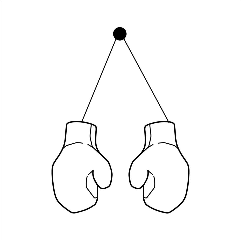 gants de boxe suspendus dessinés à la main fond blanc vecteur