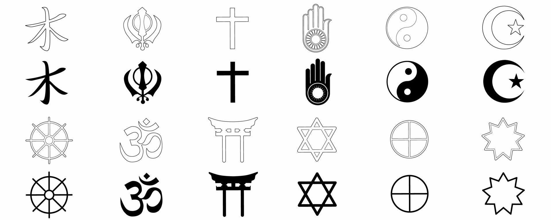 ensemble de signes de religion du monde isolé sur fond blanc vecteur