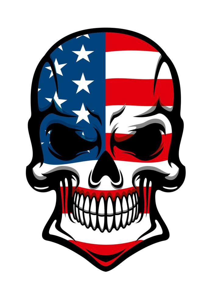 crâne de danger avec motif drapeau américain vecteur