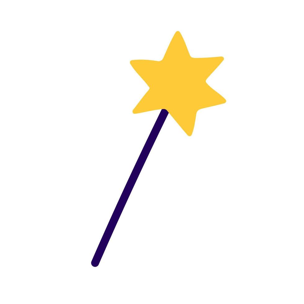 baguette magique féerique avec étoile isolée sur fond blanc, illustration vectorielle simple doodle plat vecteur