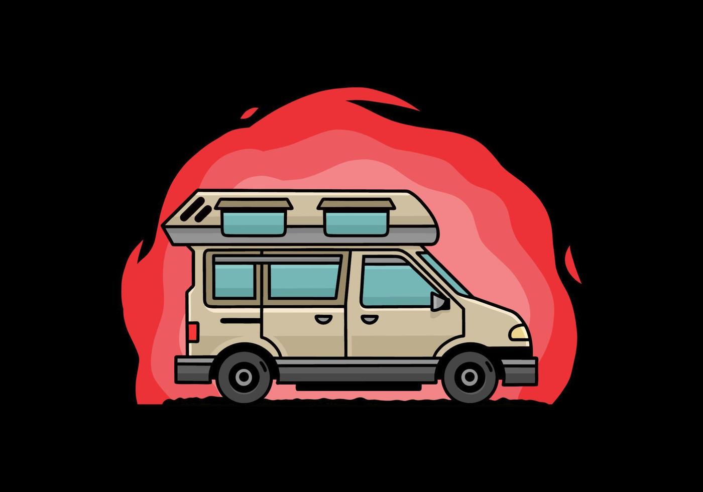 conception de badge illustration van camper vecteur