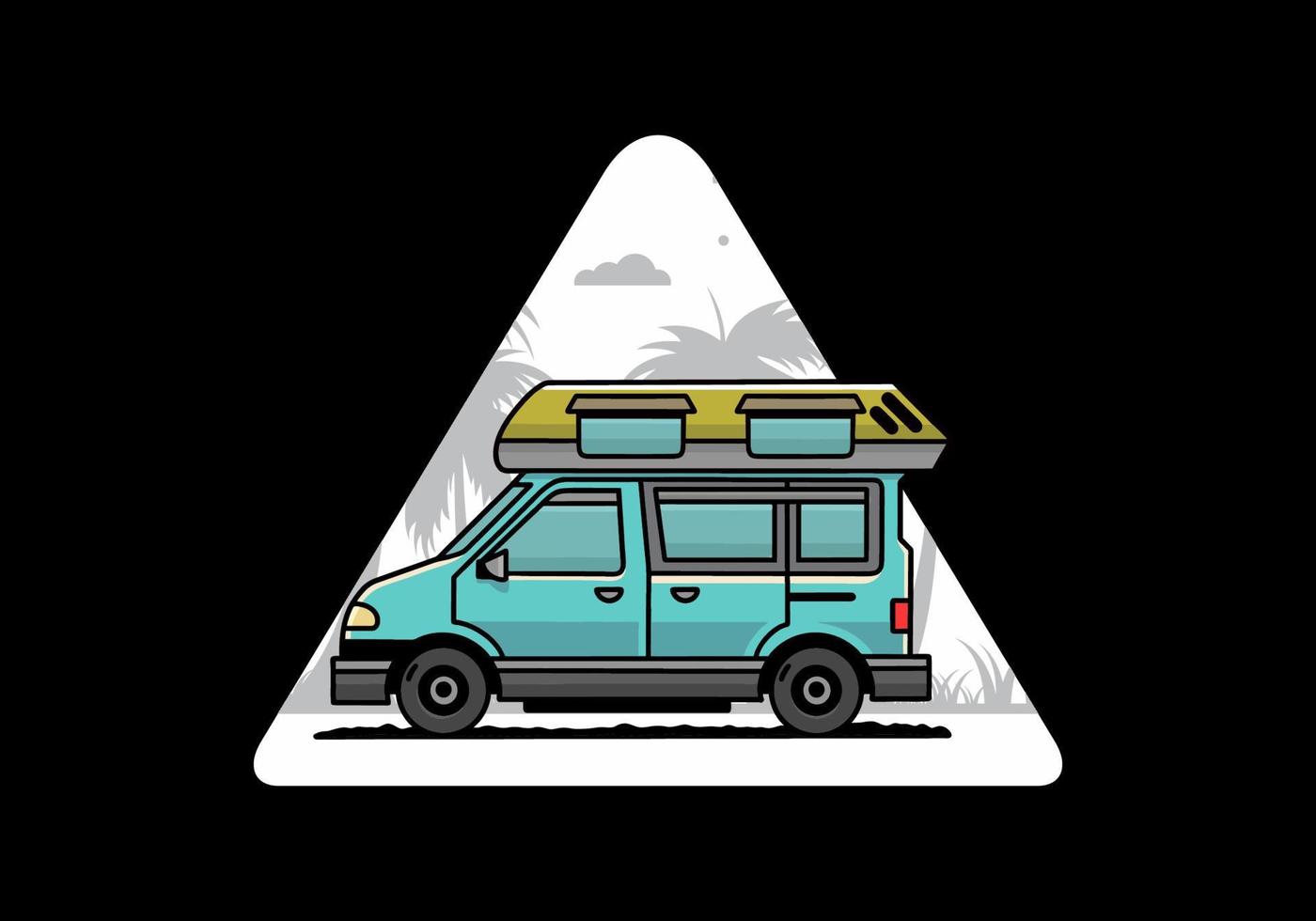 conception de badge illustration van camper vecteur