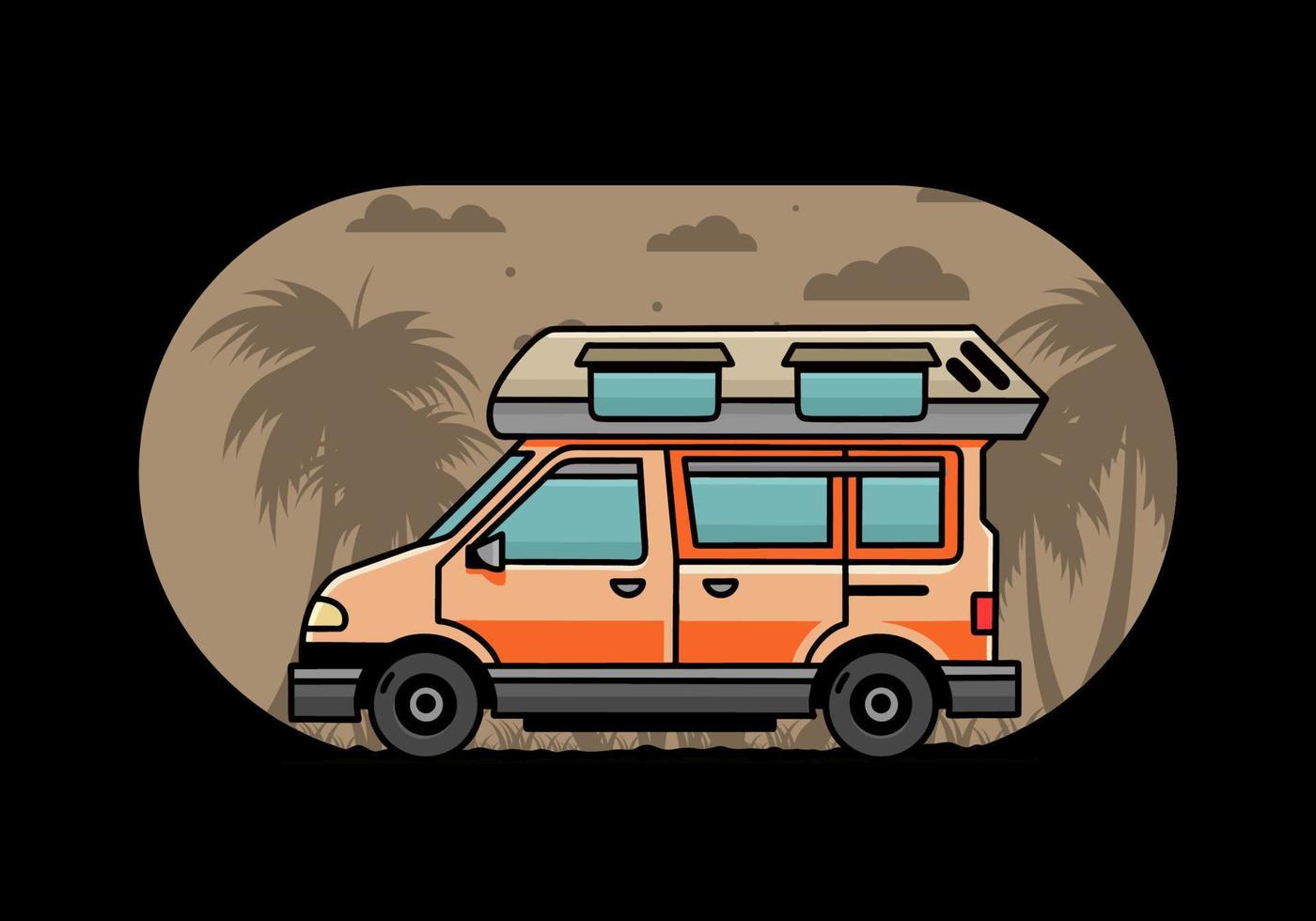 conception de badge illustration van camper vecteur