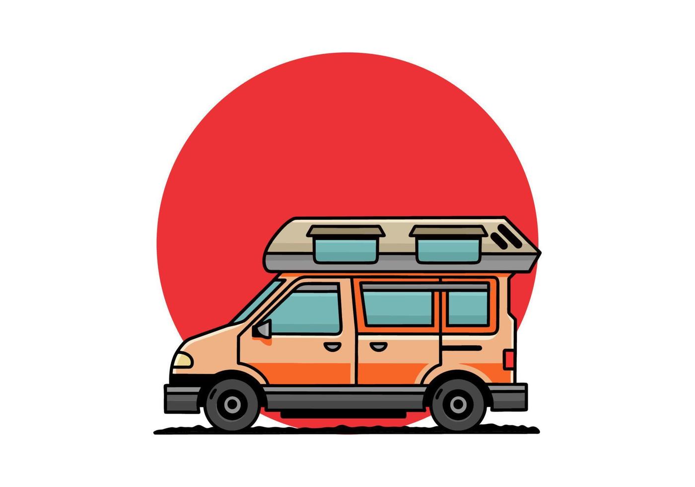 conception de badge illustration van camper vecteur