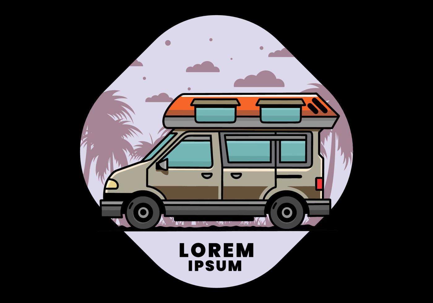 conception de badge illustration van camper vecteur