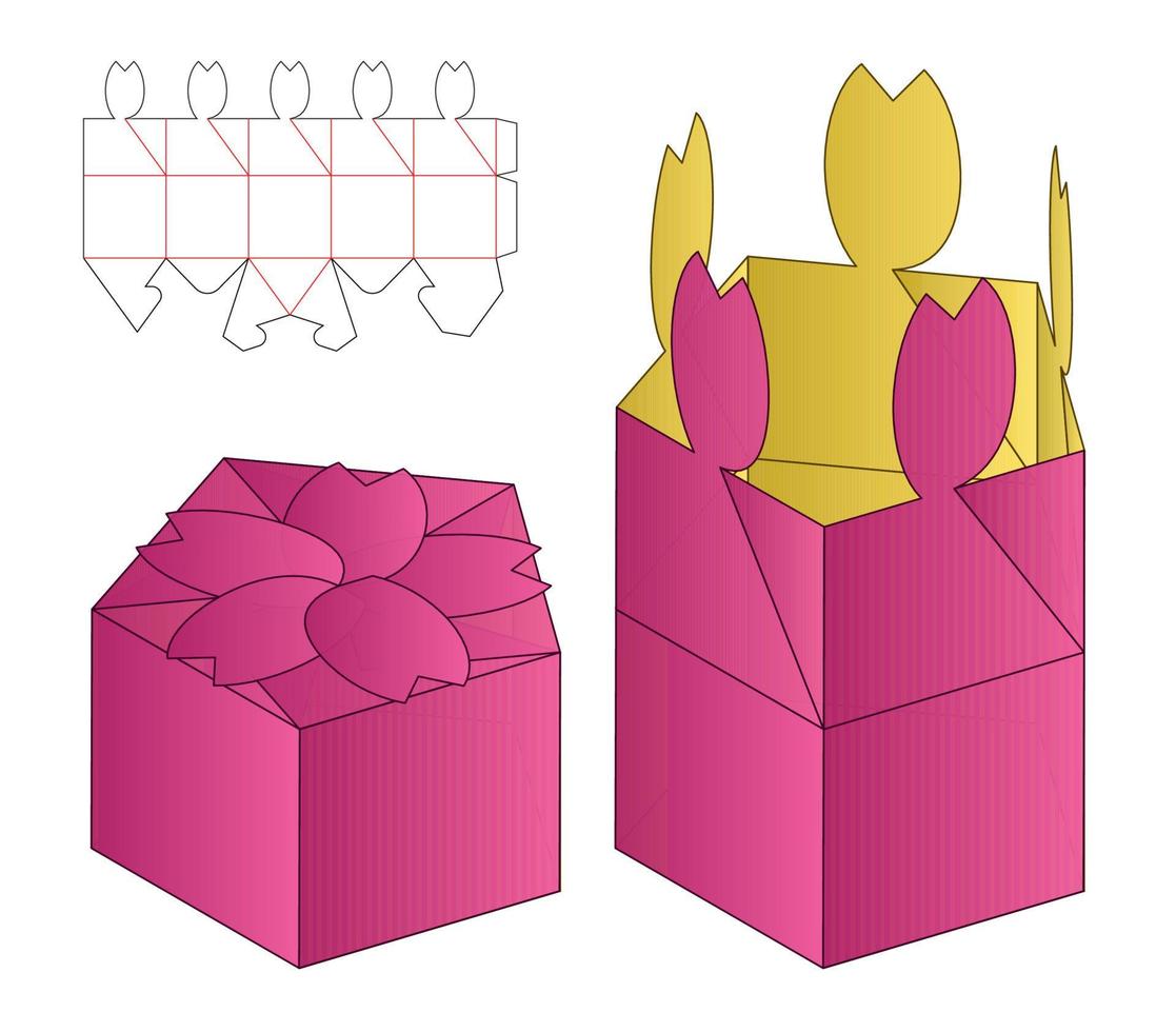 boîte d'emballage conception de modèle découpé. Maquette 3D vecteur