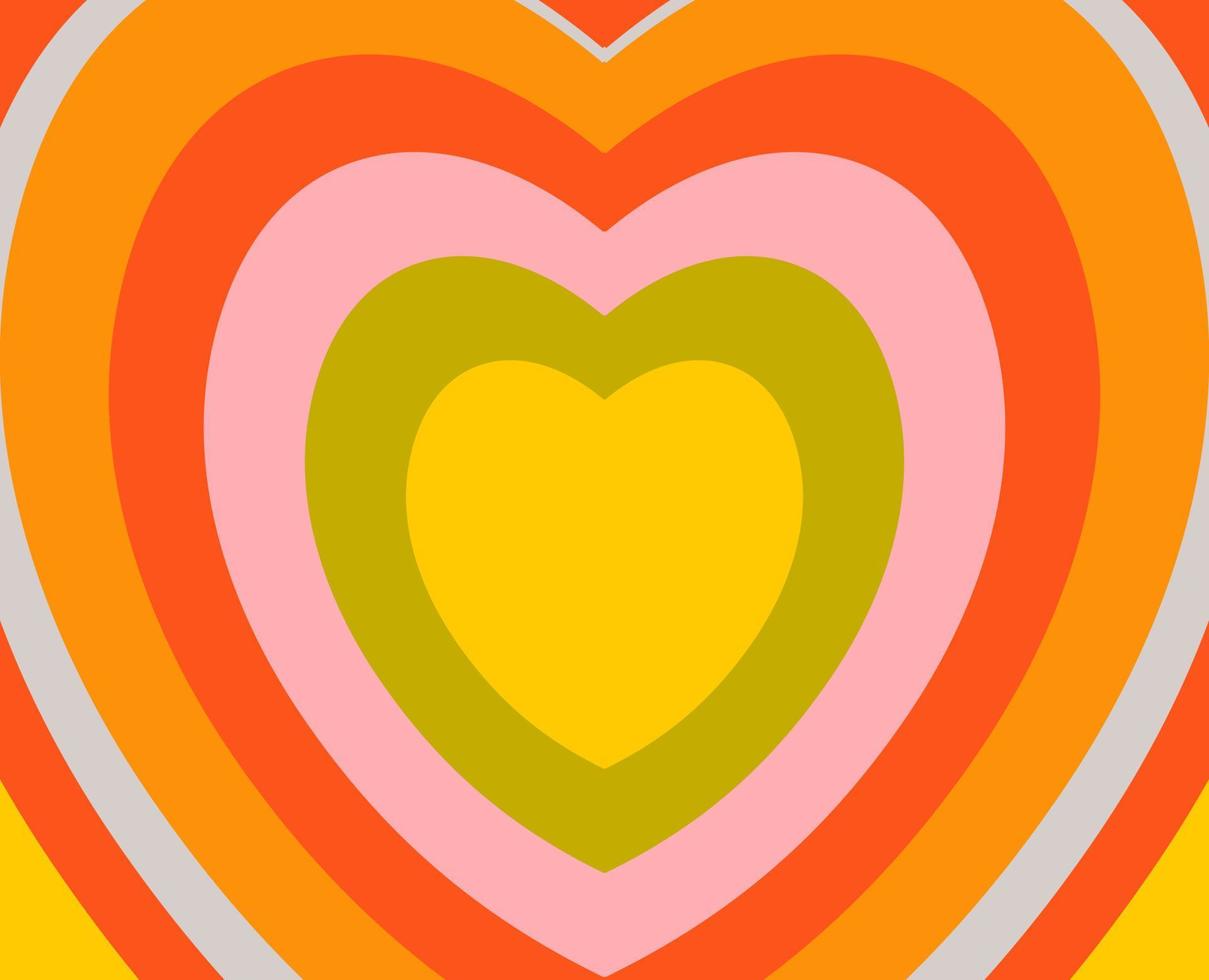fond de vecteur dans le style y2k avec des coeurs orange et roses vifs. arrière-plan abstrait de style groovy pour la conception publicitaire.