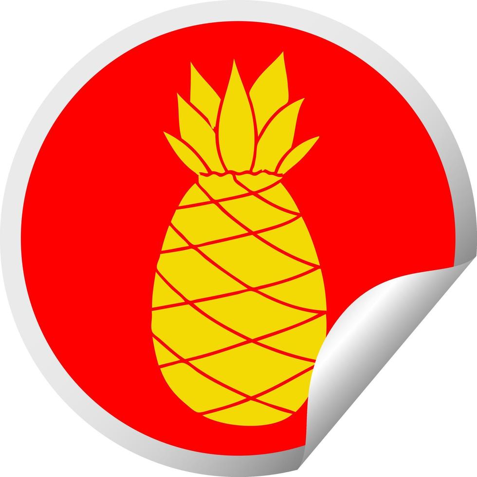 ananas de dessin animé d'autocollant de peeling circulaire excentrique vecteur