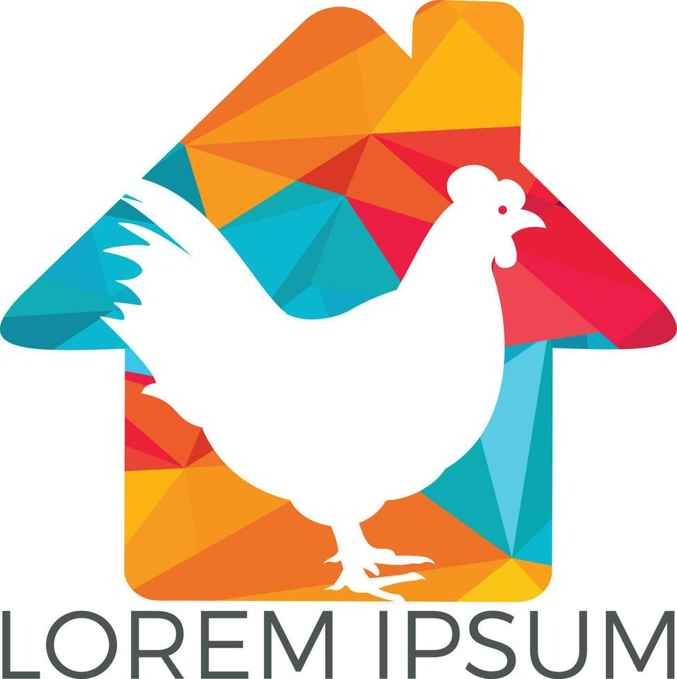 concept de logo de maison de ferme de poulet. vecteur