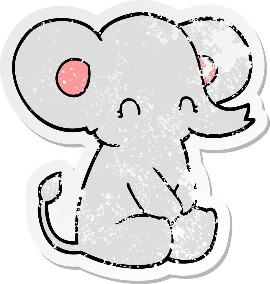 autocollant en détresse d'un éléphant de dessin animé mignon vecteur