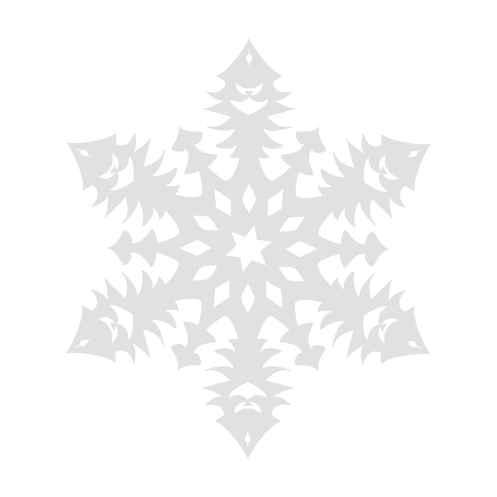 graphiques vectoriels de flocon de neige sur fond blanc découpés dans du papier, 6 rayons. vecteur