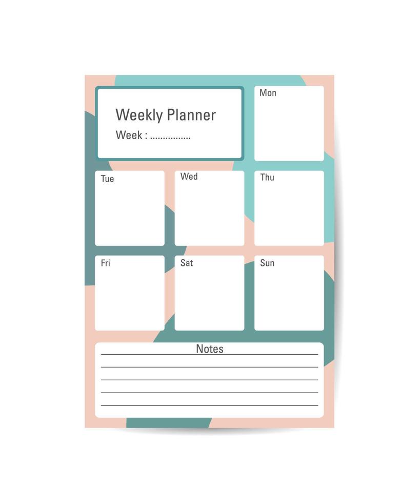 plan de la semaine. modèles de notes, listes de tâches. organisateur, planificateur, calendrier pour vos conceptions. fond de vecteur abstrait
