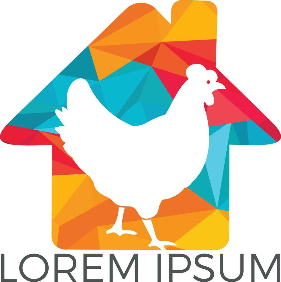 concept de logo de maison de ferme de poulet. vecteur