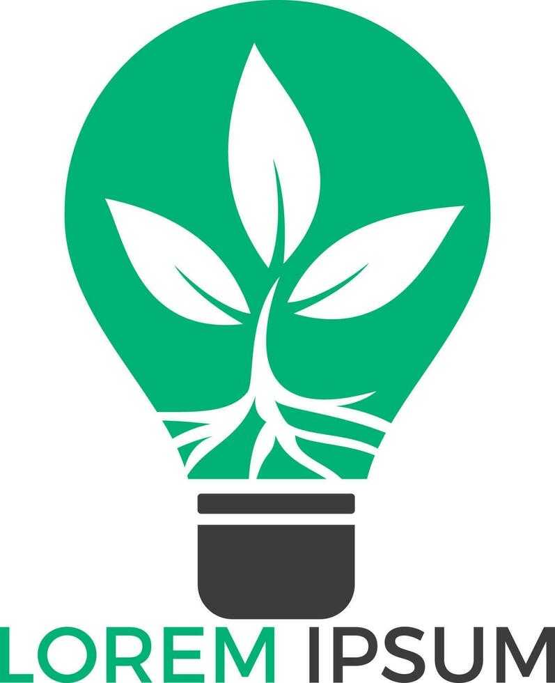 modèle de logo avec plante poussant à l'intérieur de l'ampoule. écologie, croissance, conception de vecteur de concept de développement.