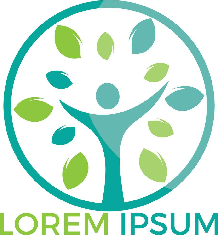 logo des gens de l'arbre. conception de logo de personnes en bonne santé. icône du logo de la vie humaine du vecteur d'arbre de personnes abstraites.