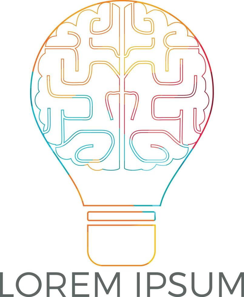 création de logo ampoule et cerveau. icône de vecteur de cerveau d'idée d'ampoule créative.