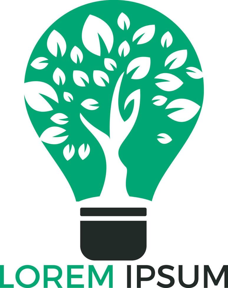 lampe à ampoule abstraite avec création de logo d'arbre. symbole d'innovation d'idée de nature. écologie, croissance, concept de développement. vecteur