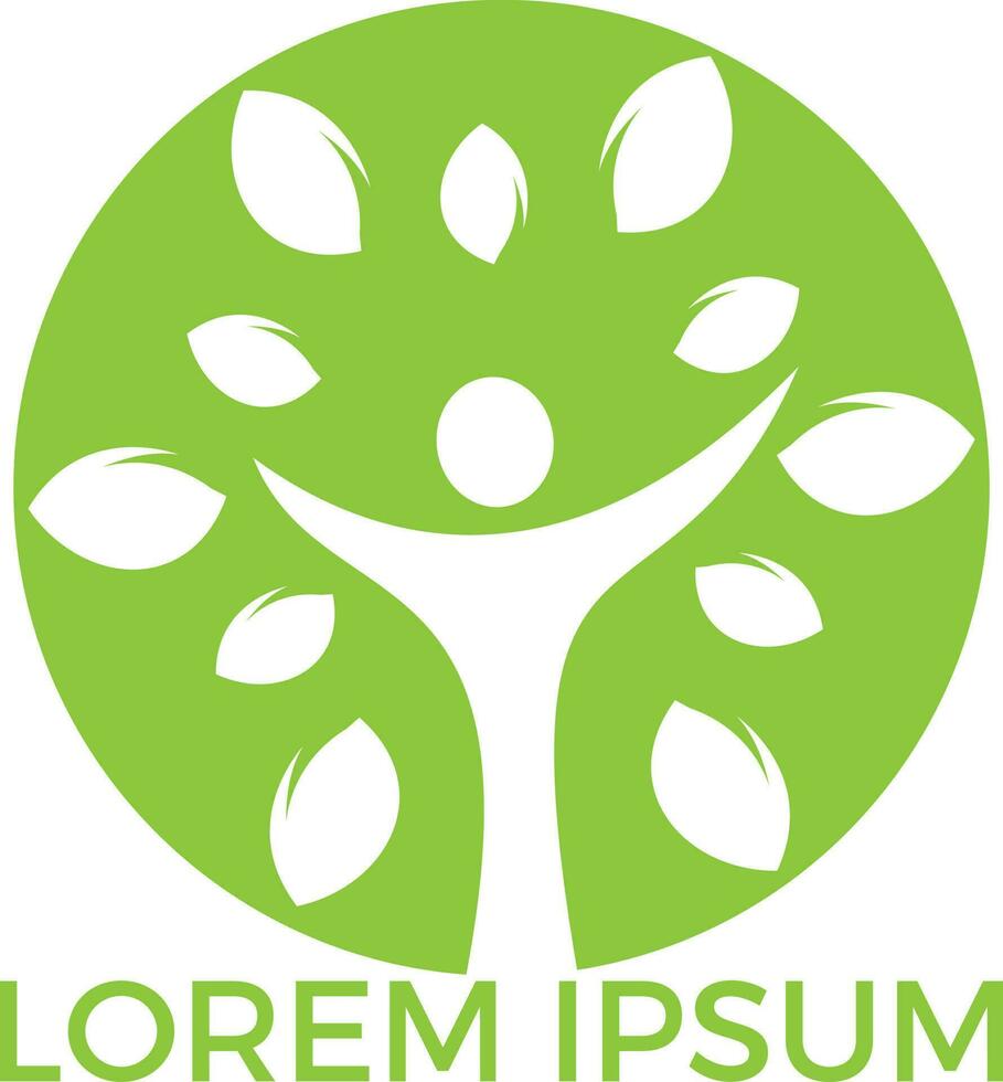 logo des gens de l'arbre. conception de logo de personnes en bonne santé. icône du logo de la vie humaine du vecteur d'arbre de personnes abstraites.