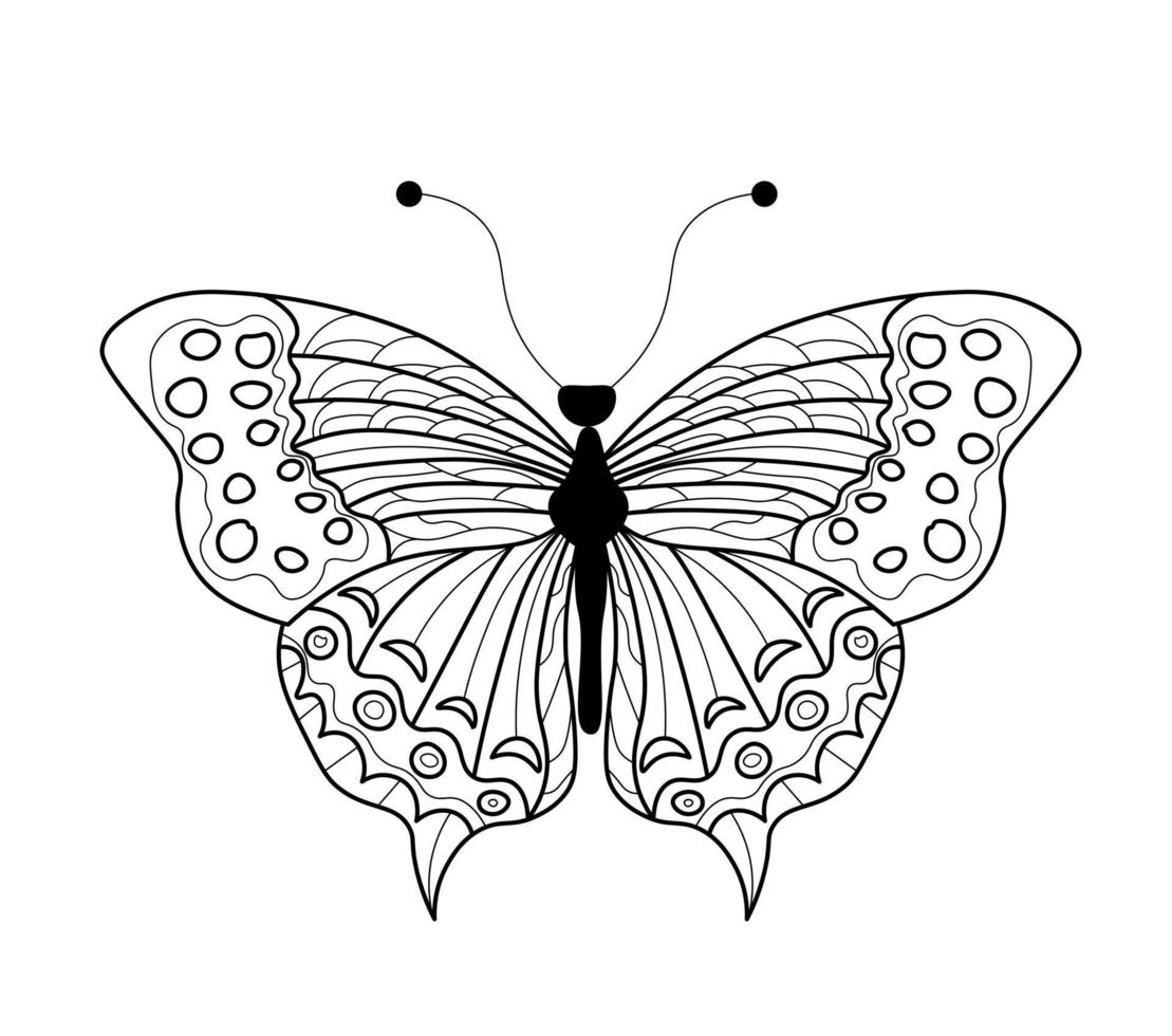 livre de coloriage papillon. dessin linéaire d'un papillon vecteur