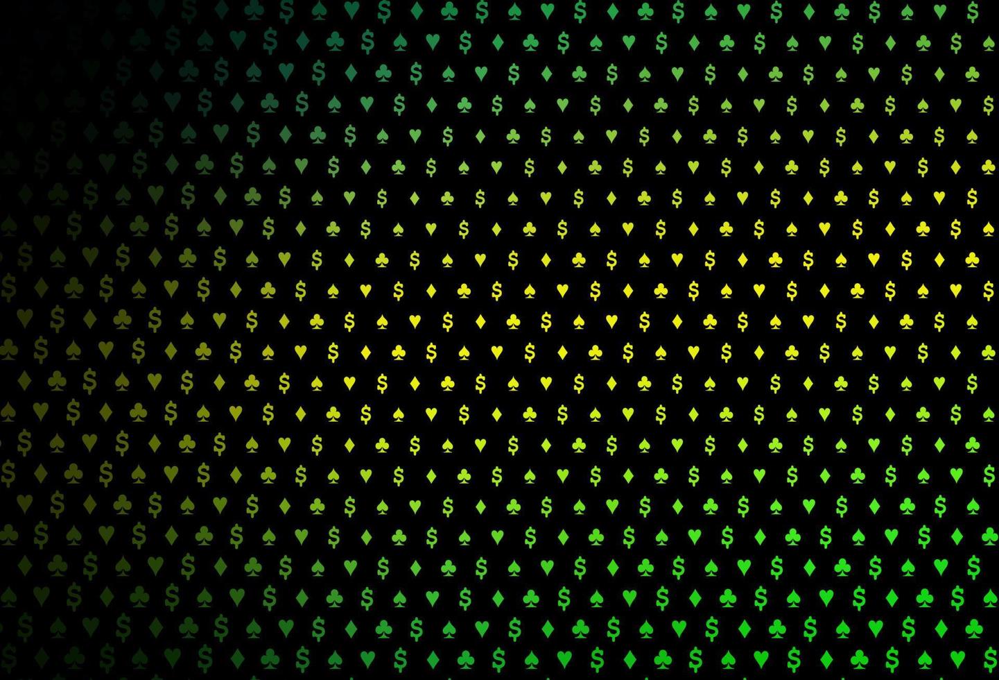 motif vectoriel vert foncé et jaune avec symbole de cartes.