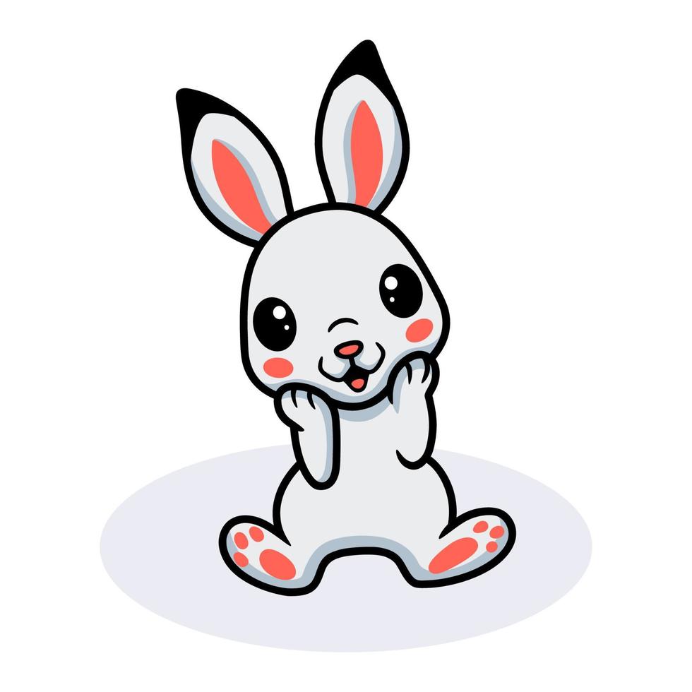 mignon petit dessin animé de lapin assis vecteur