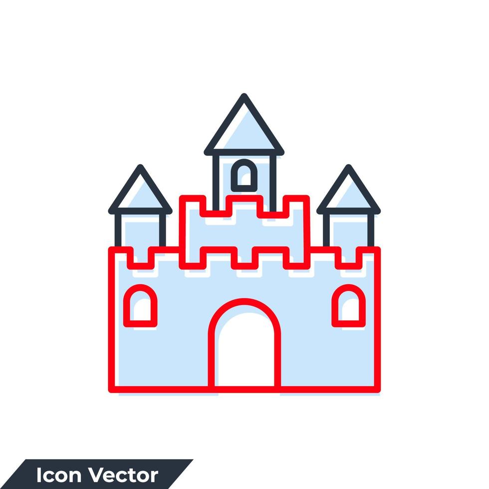 château bâtiment icône logo illustration vectorielle. modèle de symbole de château pour la collection de conception graphique et web vecteur