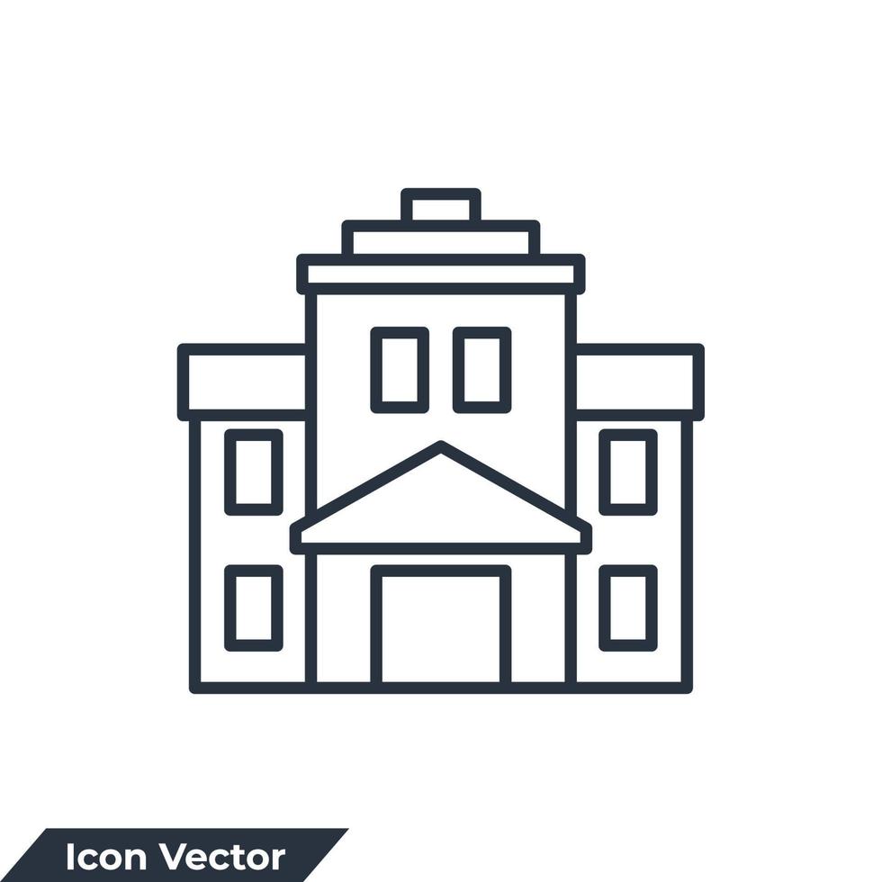 bâtiment scolaire icône logo illustration vectorielle. modèle de symbole de lycée pour la collection de conception graphique et web vecteur