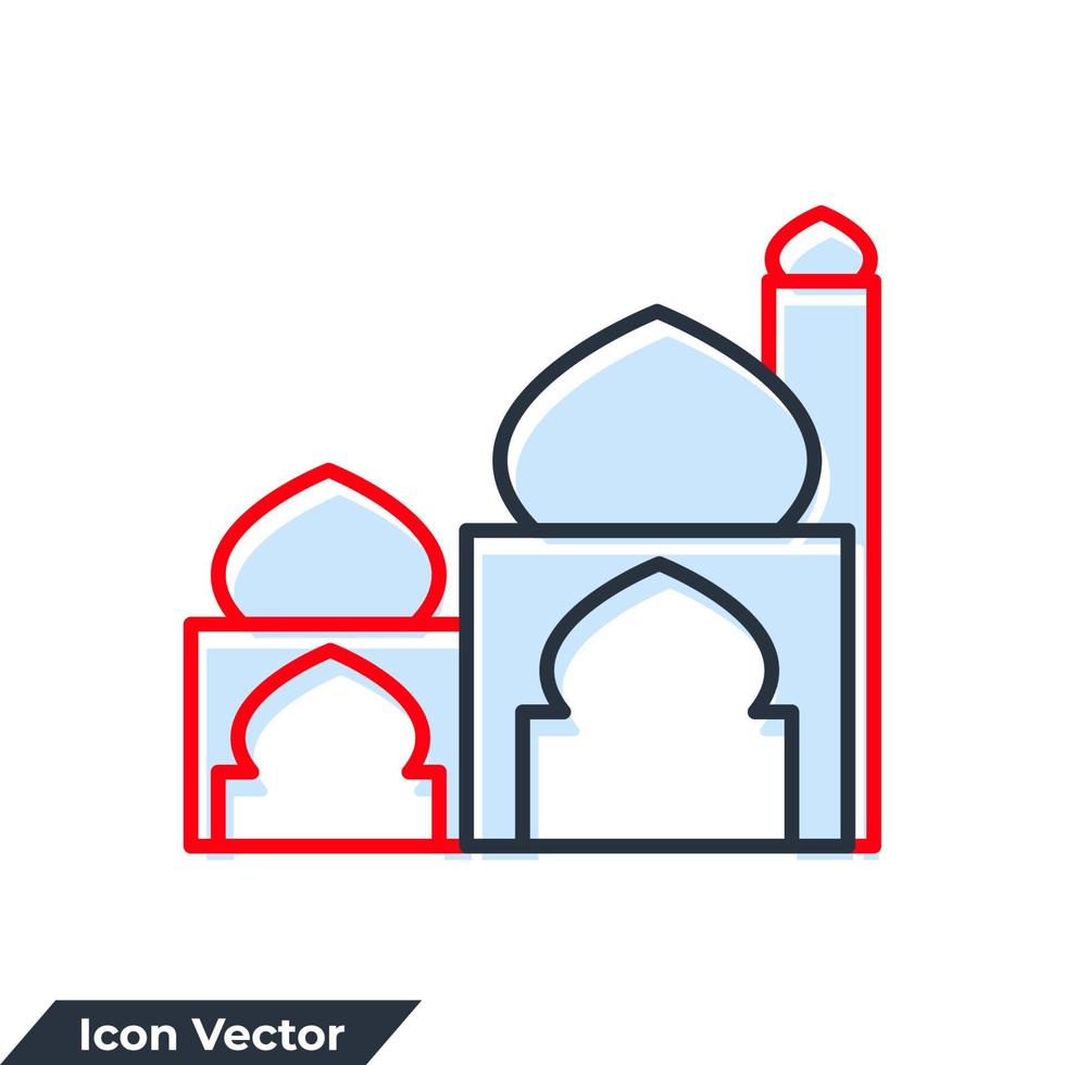 mosquée bâtiment icône logo illustration vectorielle. modèle de symbole de bâtiment musulman pour la collection de conception graphique et web vecteur