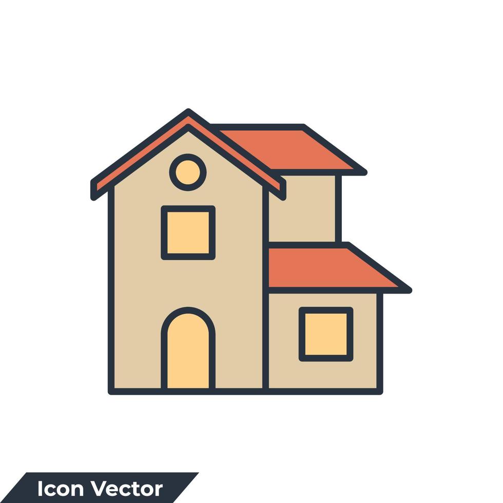villa bâtiment icône logo illustration vectorielle. modèle de symbole de villa pour la collection de conception graphique et web vecteur
