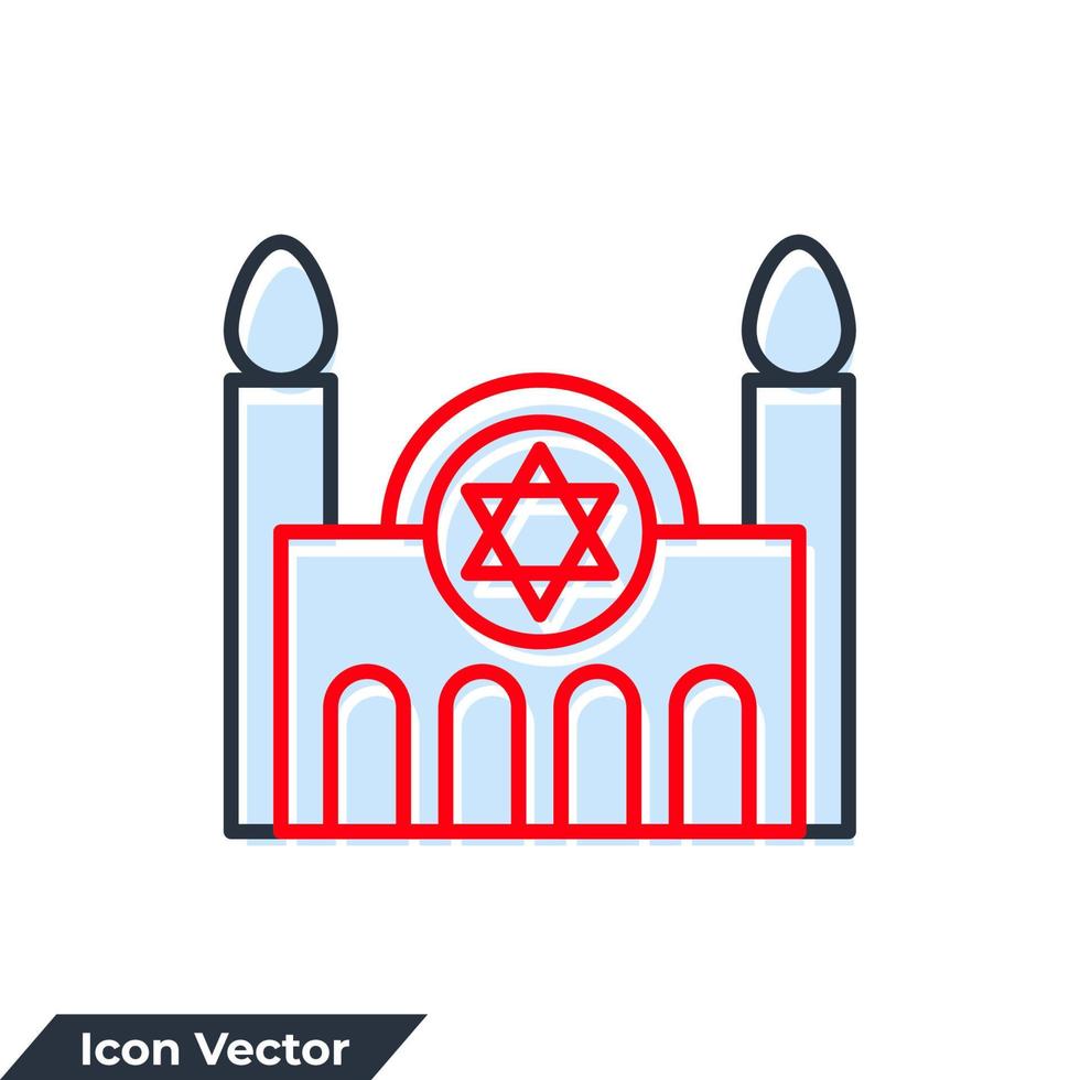 illustration vectorielle du logo de l'icône du bâtiment de la synagogue. modèle de symbole de maison de culte juive pour la collection de conception graphique et web vecteur