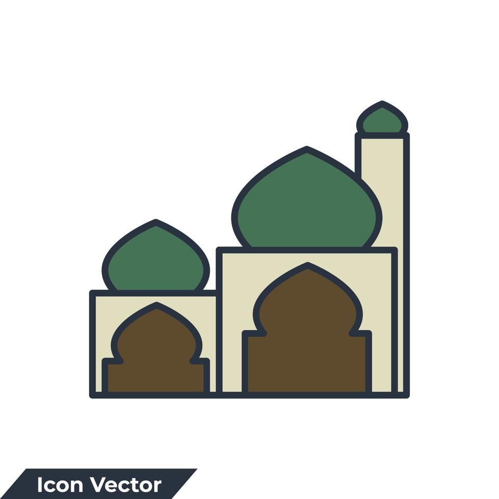 mosquée bâtiment icône logo illustration vectorielle. modèle de symbole de bâtiment musulman pour la collection de conception graphique et web vecteur