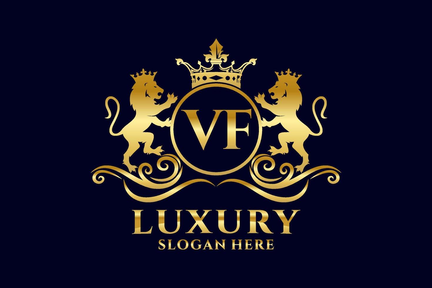 modèle initial de logo de luxe vf lettre lion royal dans l'art vectoriel pour les projets de marque de luxe et autres illustrations vectorielles.