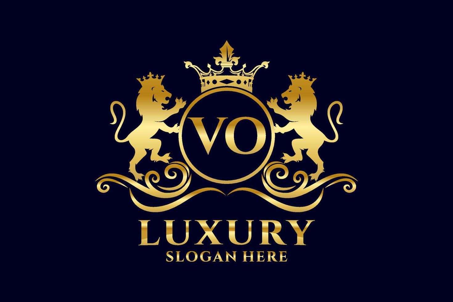 modèle de logo de luxe royal lion lettre initiale vo dans l'art vectoriel pour les projets de marque luxueux et autres illustrations vectorielles.