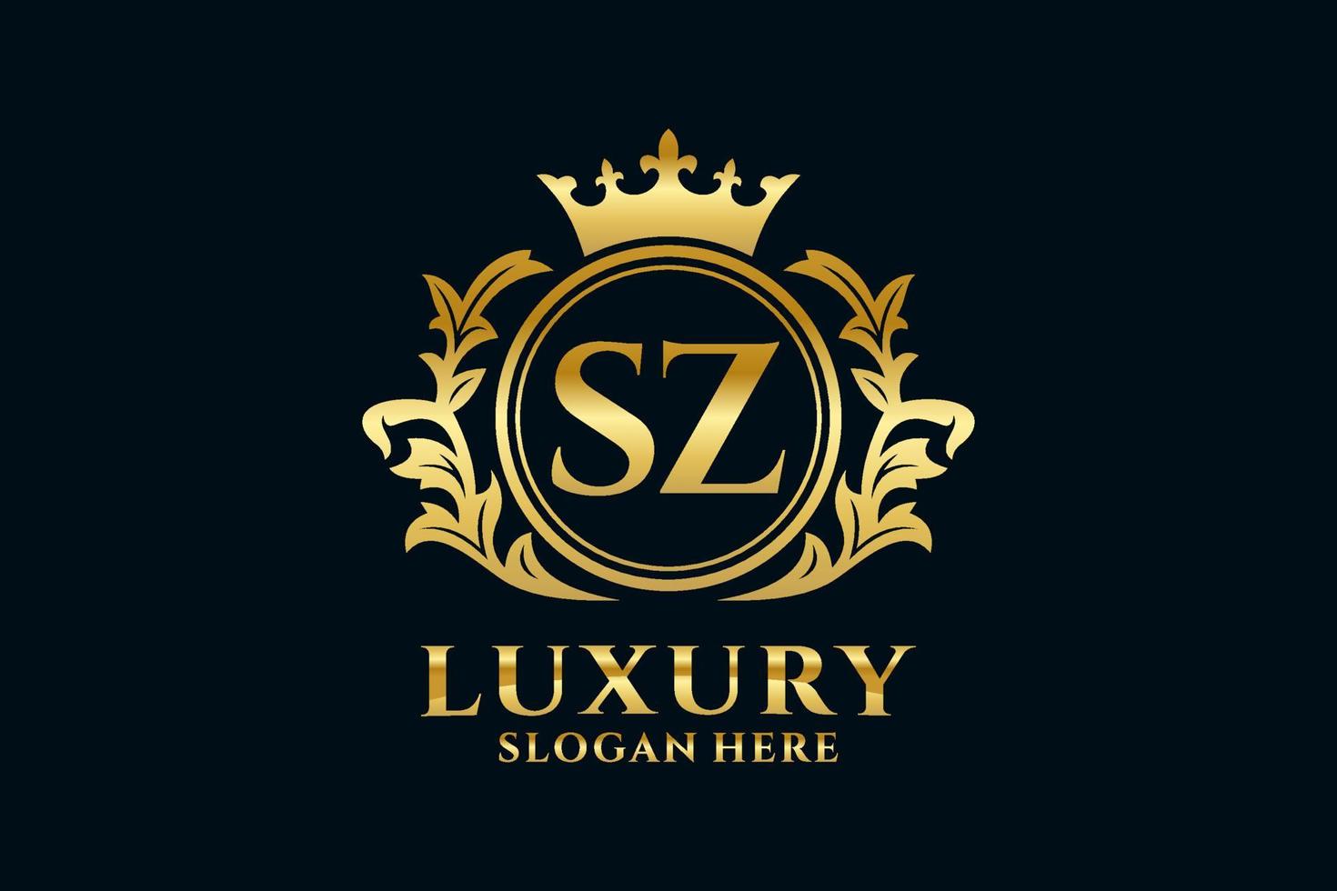 modèle de logo de luxe royal lettre initiale sz dans l'art vectoriel pour les projets de marque luxueux et autres illustrations vectorielles.