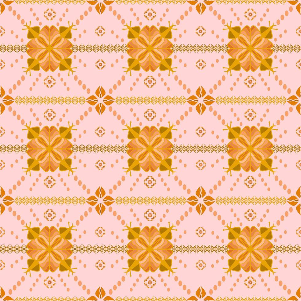 motif géométrique rose sans couture avec forme tribale. motif conçu en style ikat, aztèque, marocain, thaïlandais, arabe de luxe. idéal pour les vêtements en tissu, la céramique, le papier peint. illustration vectorielle. vecteur