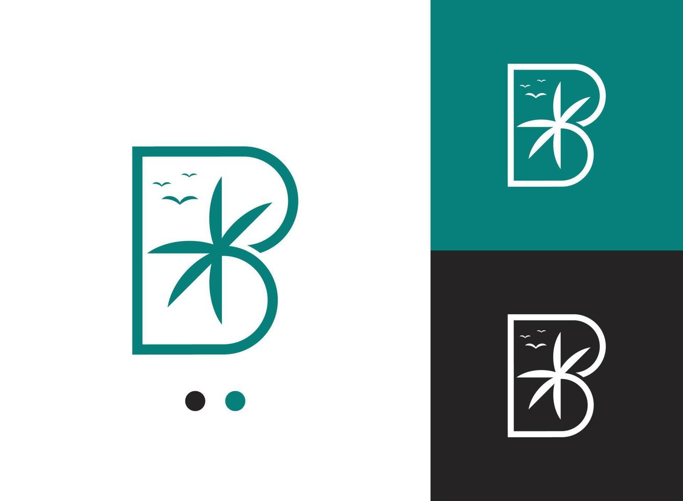 lettre b logo palmier vecteur